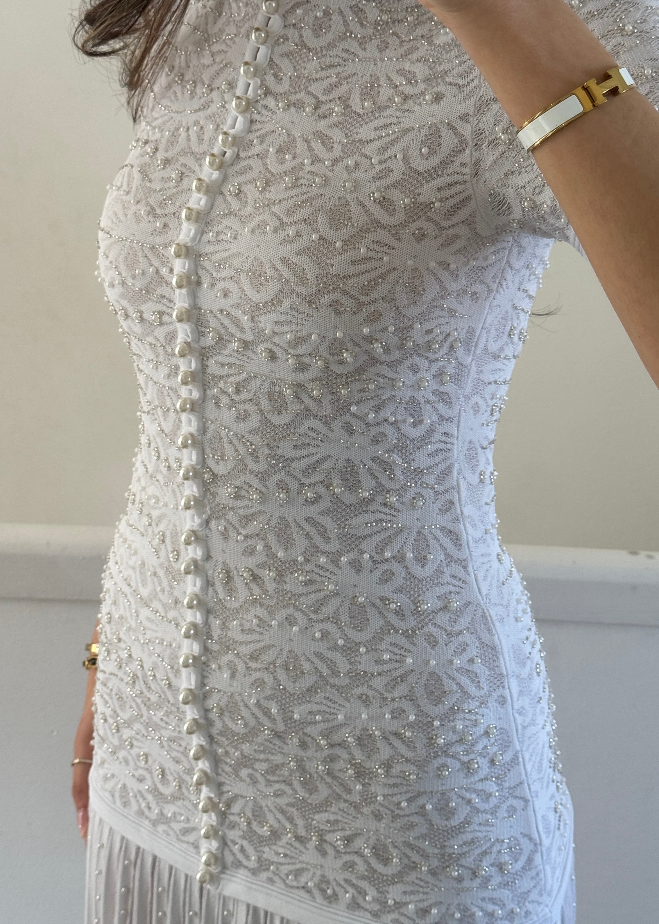 ELARA pearl DRESS- WHITE